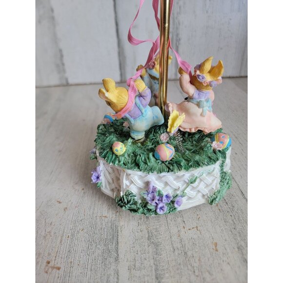 Vintage Maple Easter Bunny wind up music box unique spring rabbit - Picture 7 of 10